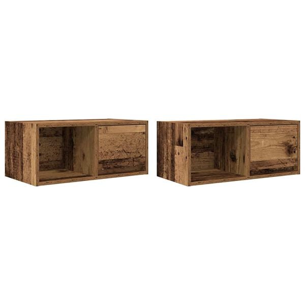 vidaXL Tv-meubels 2 st 60x31x25,5 cm bewerkt hout oud houtkleurig