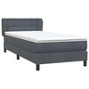 vidaXL Boxspring met matras fluweel donkergrijs 90x220 cm
