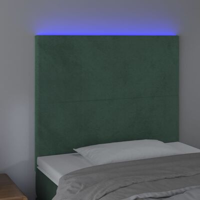 vidaXL Hoofdbord LED 90x5x118/128 cm fluweel donkergroen
