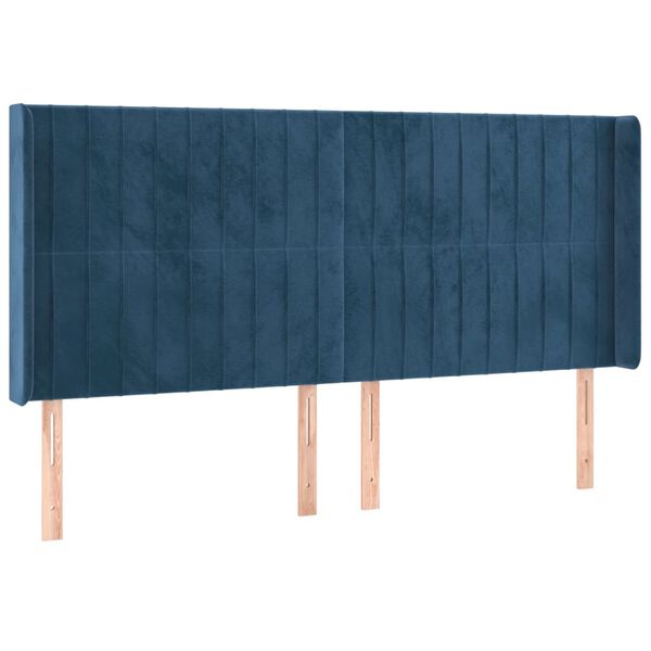 vidaXL Hoofdbord LED 183x16x118/128 cm fluweel donkerblauw