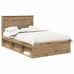 vidaXL Bedframe Ambachtelijk eiken 135 x 190 cm Massief grenenhout
