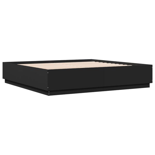vidaXL Bedframe massief hout zwart 200x200 cm