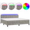 vidaXL Boxspring met matras en LED fluweel lichtgrijs 200x200 cm
