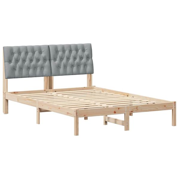 vidaXL Bedframe Lichtgrijs 140 x 200 cm Massief grenenhout