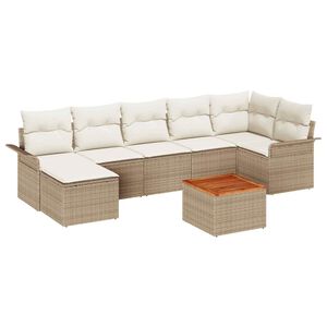 vidaXL Tuinbankenset met kussen 8 pcs Beige poly rattan