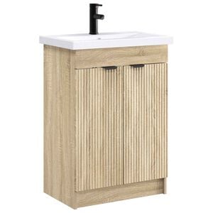 vidaXL Badkamermeubelset Sonoma Eiken 56 x 37,5 x 81 cm Bewerkt hout