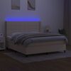 vidaXL Boxspring met matras en LED stof cr&egrave;mekleurig 180x200 cm