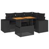 vidaXL 5-delige Loungeset met kussens poly rattan zwart