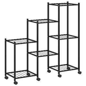 vidaXL Bloemenstandaard met wielen 83x25x83,5 cm ijzer zwart