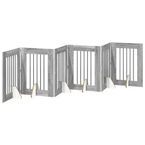 vidaXL Opvouwbaar hondenhek met standaards 6 pcs Grijs sonoma 362 cm