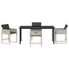 vidaXL Tuin eettafelset met kussen 5 pcs Lichtgrijs poly rattan