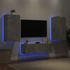 vidaXL 3-delige tv-wandmeubelset met LED-verlichting betongrijs