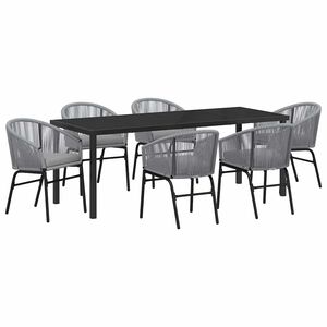vidaXL Tuin eettafelset 7 st Antraciet Gepoedercoat staal
