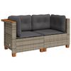 vidaXL Tuinhoekbanken 2 st met kussens poly rattan grijs