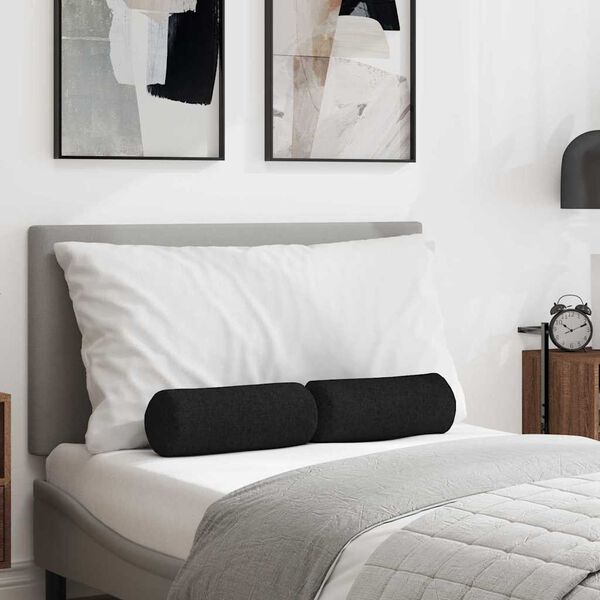 vidaXL Bolster Kussens 2 stuks Zwart &Oslash; 15 x 40 cm Stof