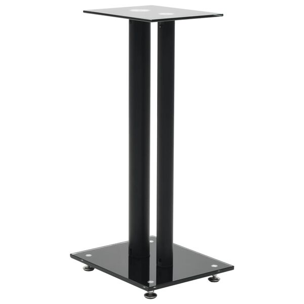 vidaXL Speakerstandaarden zuil-ontwerp gehard glas zwart 2 st