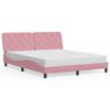 vidaXL Bedframe met LED zonder matras fluweel roze 160x200 cm