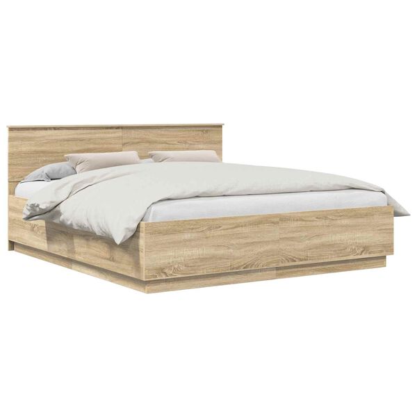 vidaXL Bedframe met hoofdeinde Sonoma Eiken 180 x 200 cm Bewerkt hout