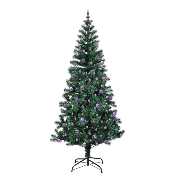 vidaXL Kunstmatig Voorverlicht Kerstboom Groen 240 cm PVC en Metaal