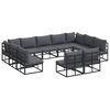 vidaXL Tuinbankenset 11 st Zwart Aluminium