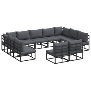 vidaXL Tuinbankenset 11 st Zwart Aluminium