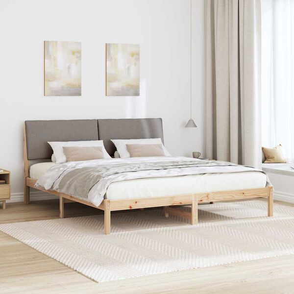 vidaXL Bedframe Bruin en taupe 180 x 200 cm Massief grenenhout