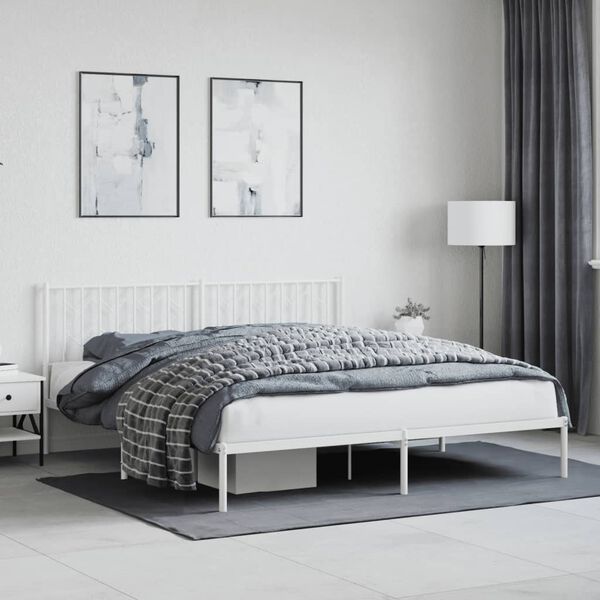 vidaXL Bedframe met hoofdbord metaal wit 183x213 cm