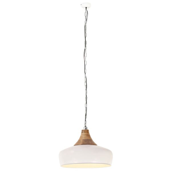 vidaXL Hanglamp industrieel E27 35 cm ijzer en massief hout wit