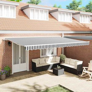 vidaXL Luifel automatisch uittrekbaar 500x300 cm antracietkleur en wit
