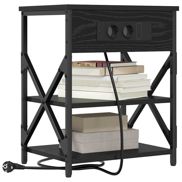 vidaXL Nachtkastje 2 pcs Zwart Eiken 41 x 31 x 51 cm Bewerkt hout