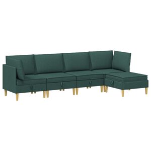 vidaXL Modulaire Sofa Set met Opslag 5 st Donkergroen Stof