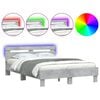 vidaXL Bedframe met hoofdeinde en LED betongrijs 120x200 cm