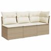 vidaXL Tuinbank 3-zits met kussens poly rattan beige
