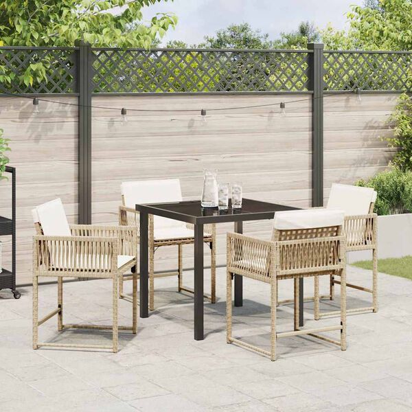 vidaXL Tuin eettafelset 5 pcs Beige poly rattan
