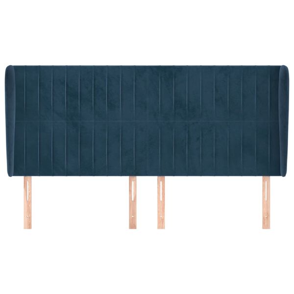 vidaXL Hoofdbord met randen 183x23x118/128 cm fluweel donkerblauw