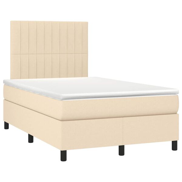 vidaXL Boxspring met matras en LED stof cr&egrave;mekleurig 120x190 cm