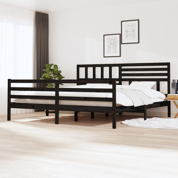 vidaXL Bedframe massief hout zwart 200x200 cm