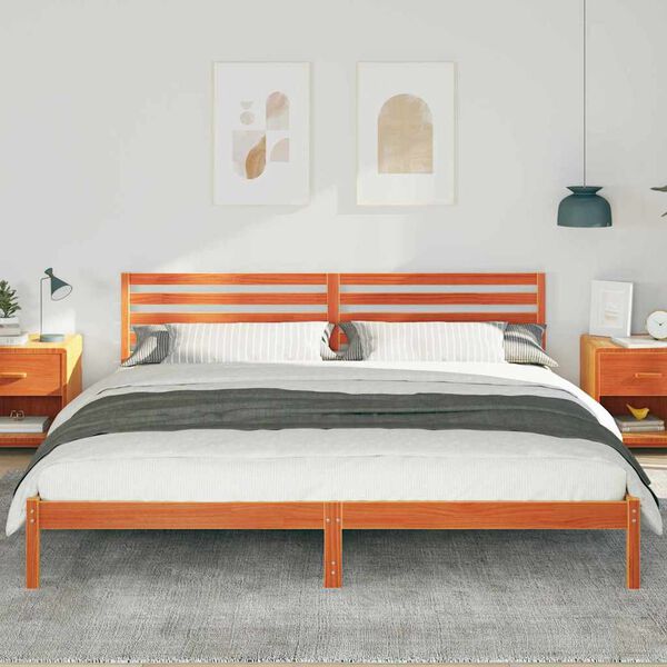 vidaXL Bedframe Wasbruin 200 x 210 cm Massief grenenhout