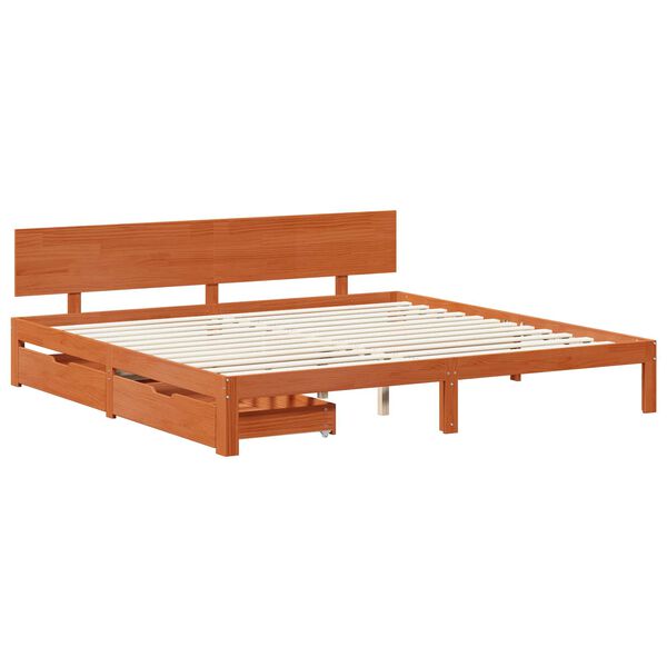 vidaXL Bedframe met hoofdeinde Wasbruin 180 x 200 cm Massief Vurenhout