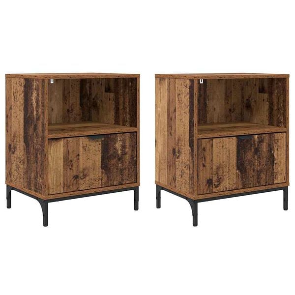 vidaXL Nachtkastje 2 pcs Oud hout 49 x 36 x 61 cm Bewerkt hout