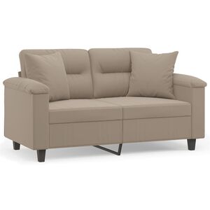 vidaXL Tweezitsbank met kussens 120 cm microvezelstof taupe