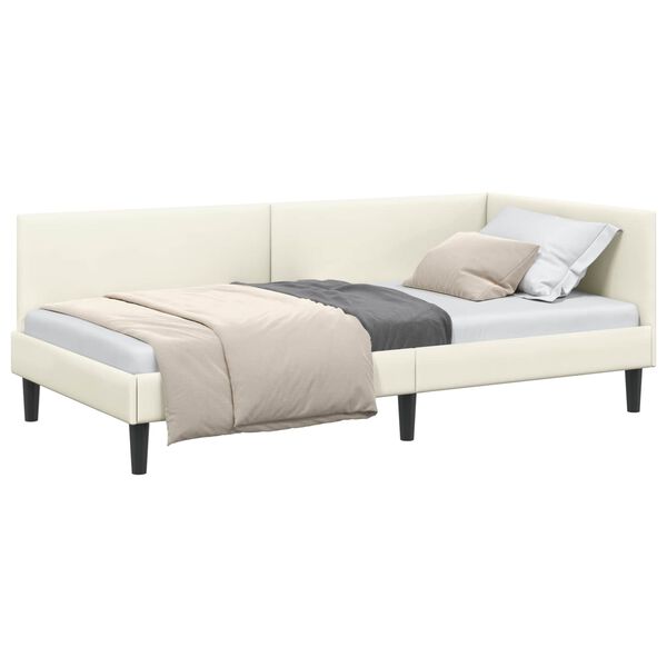 vidaXL Hoekbedframe met hoofdeinde Crème 90 cm x 190 cm Fluweel