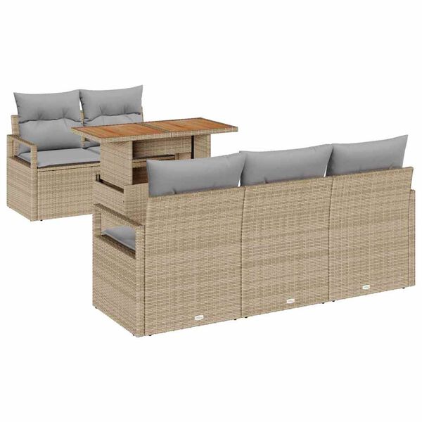 vidaXL Tuin Sofa Set met kussen 6 pcs beige en lichtgrijs