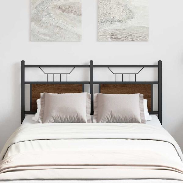 vidaXL Vervangend hoofdbord 120 cm bewerkt hout en staal bruin eikenkleurig