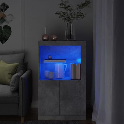 vidaXL Bijzetkast met LED-verlichting bewerkt hout betongrijs