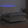 vidaXL Boxspring met matras en LED kunstleer cr&egrave;mekleurig 140x190 cm