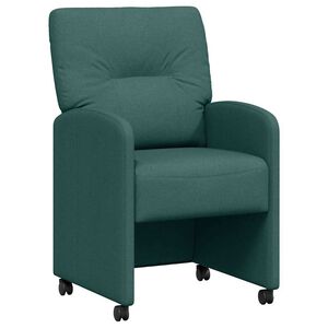 vidaXL Eetkamerstoelen met Wieltjes 2 st Stof Donkergroen