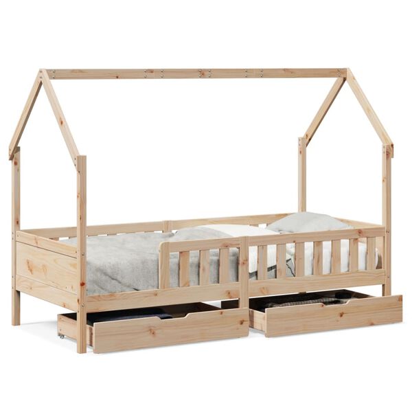 vidaXL Kinderbedframe met lades 80x200 cm massief grenenhout