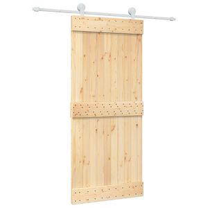 vidaXL Schuifdeur Natuurlijk en Wit 90 x 210 cm Massief Grenenhout
