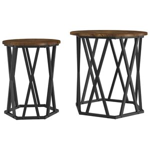 vidaXL Salontafel 2 st Gerookt eiken 50 x 50 x 50 cm